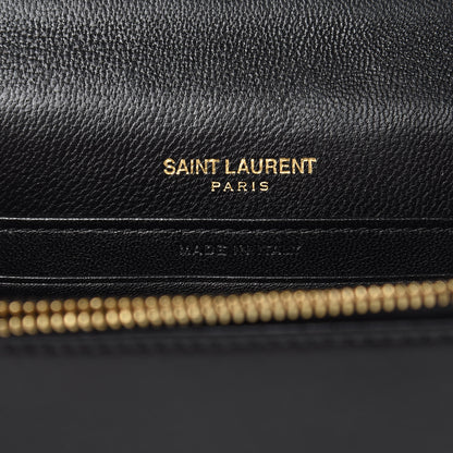 Saint Laurent Metallic Calfskin Striped Small Monogram Kate Satchel Black Gold 6 of 13