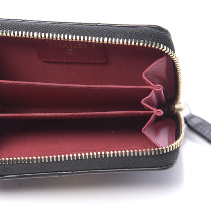 Chanel Shiny Goatskin Quilted Chanel 19 Zip Around Coin Purse Wallet Black 5 of 8
