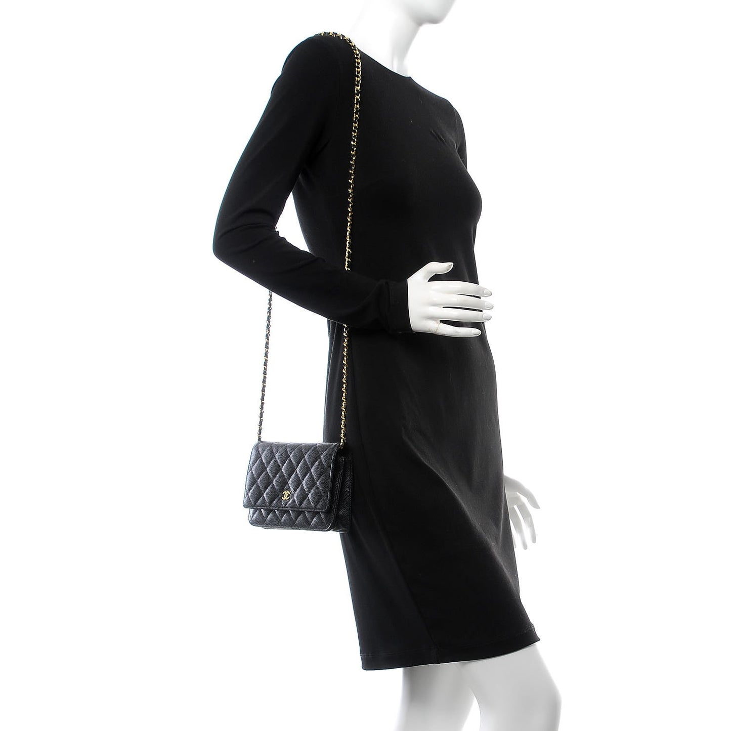 Caviar Quilted Wallet On Chain WOC Black