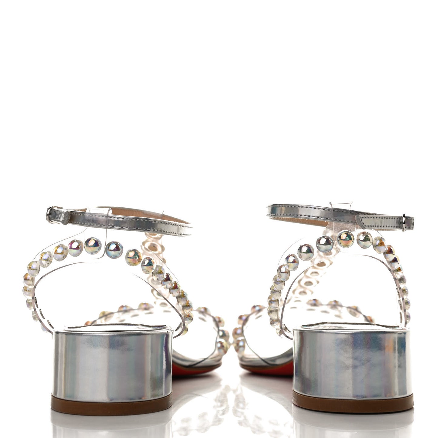 Iridescent Patent PVC Faridaravie 25 Sandals 35 Silver