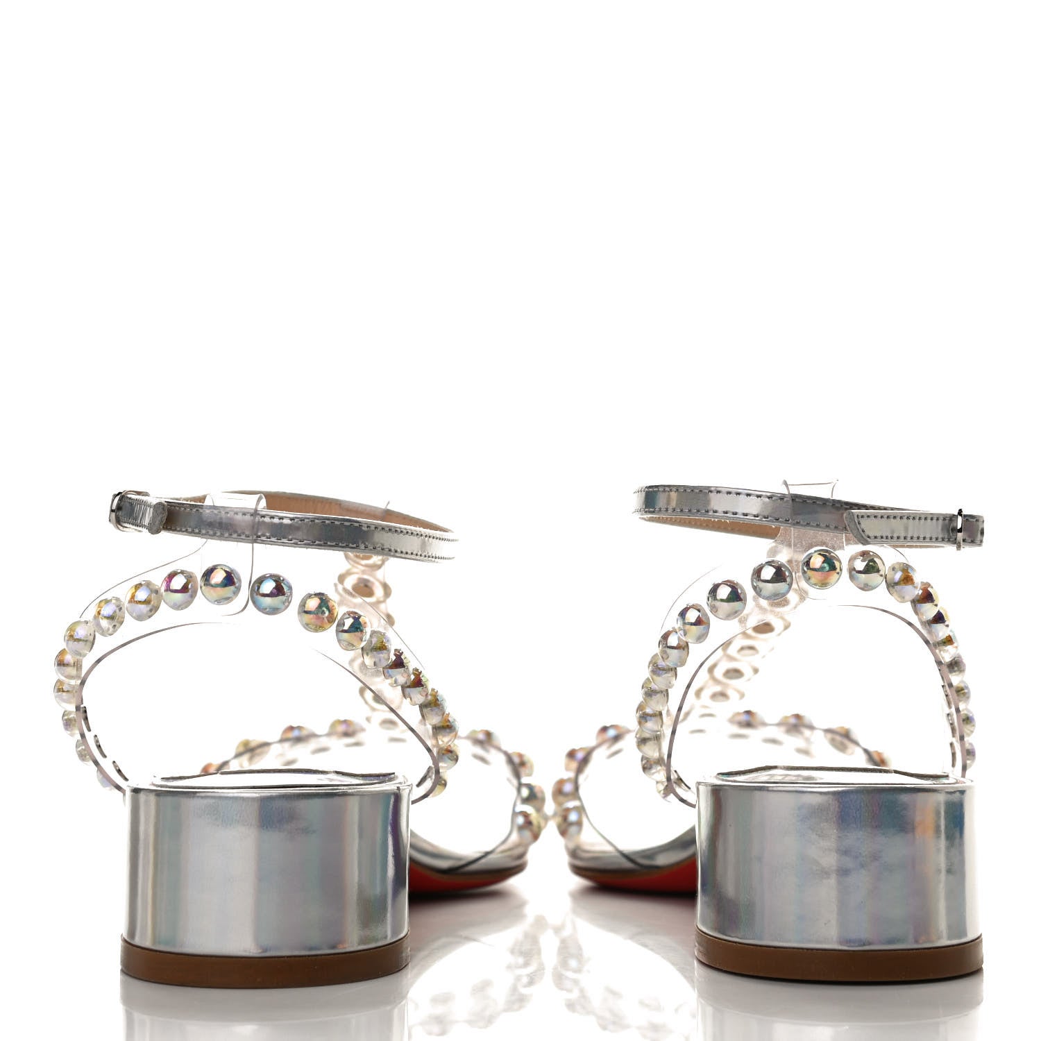 Christian Louboutin Iridescent Patent PVC Faridaravie 25 Sandals 35 Silver 6 of 10