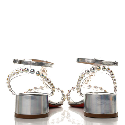 Christian Louboutin Iridescent Patent PVC Faridaravie 25 Sandals 35 Silver 6 of 10