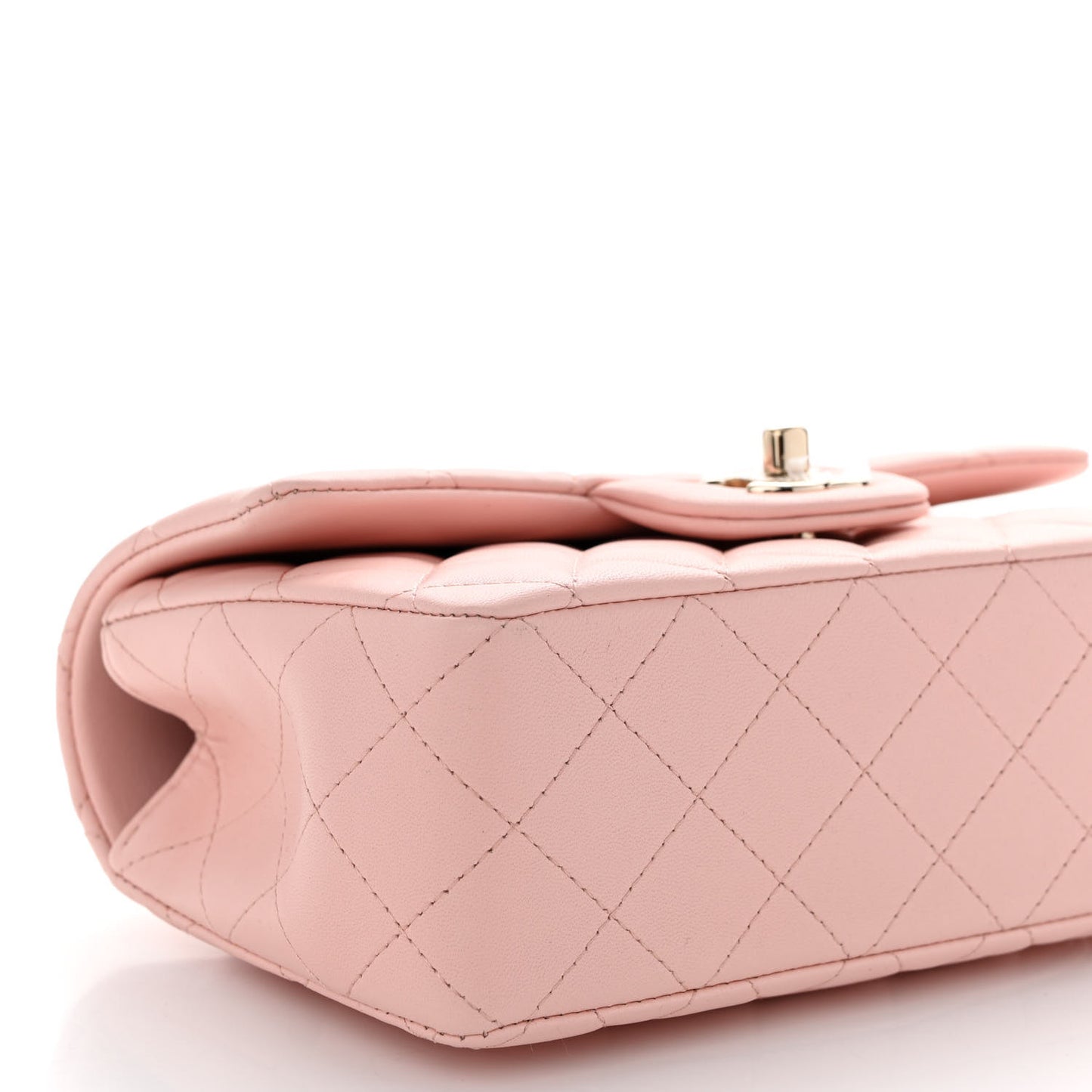 Lambskin Quilted Mini Top Handle Rectangular Flap Light Pink