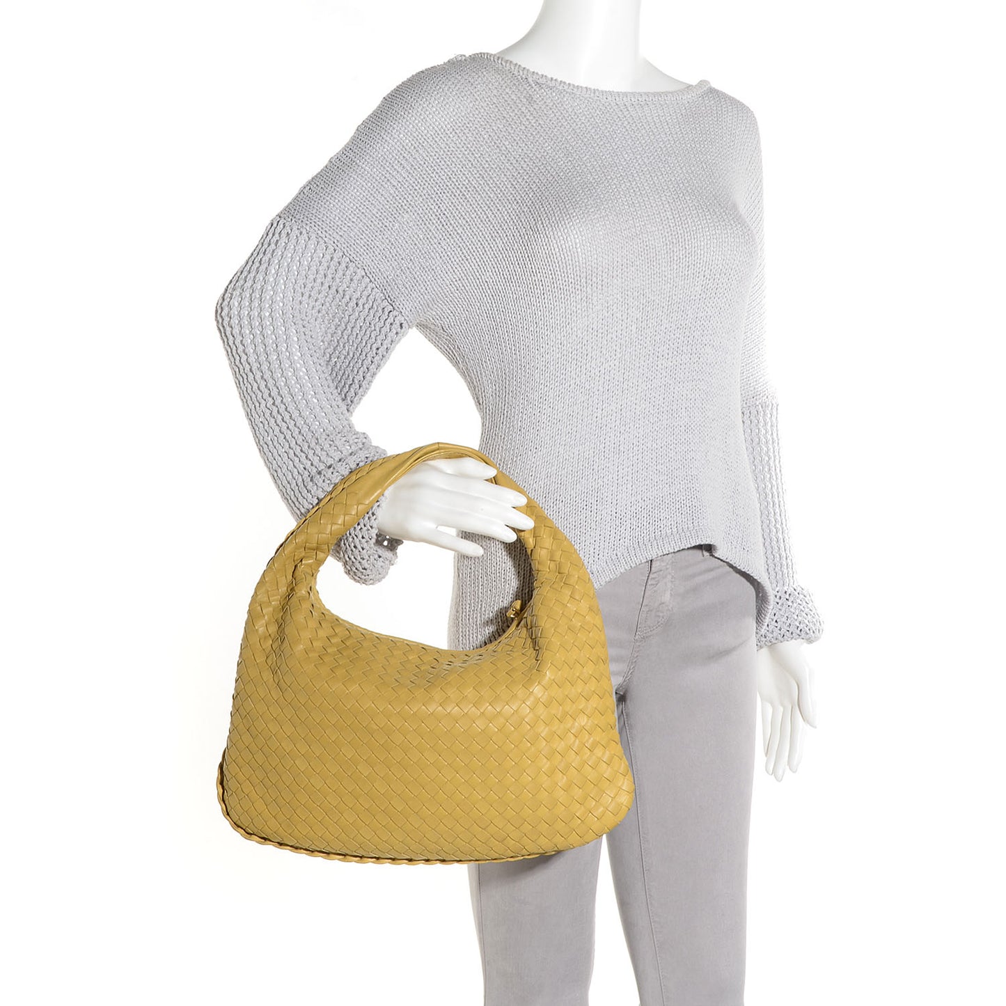 Nappa Intrecciato Medium Veneta Hobo Moutarde