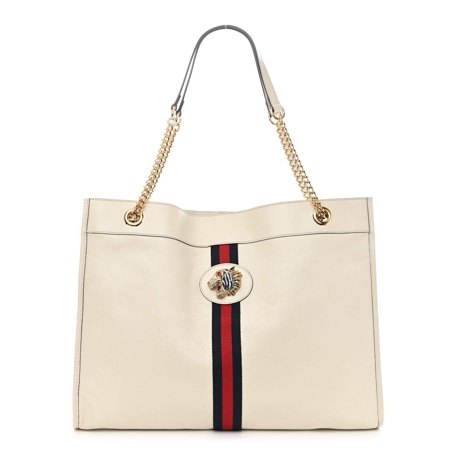 Gucci Suede Calfskin Large Rajah Chain Tote White 3 of 11