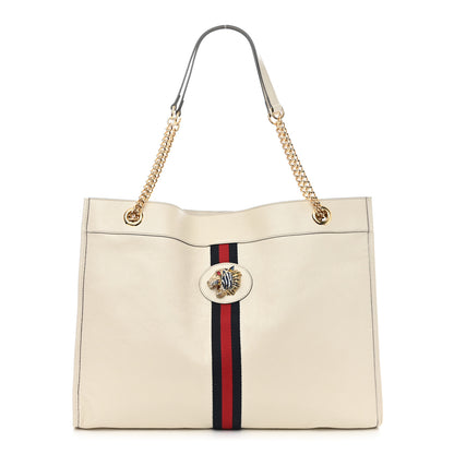 Gucci Suede Calfskin Large Rajah Chain Tote White 3 of 11