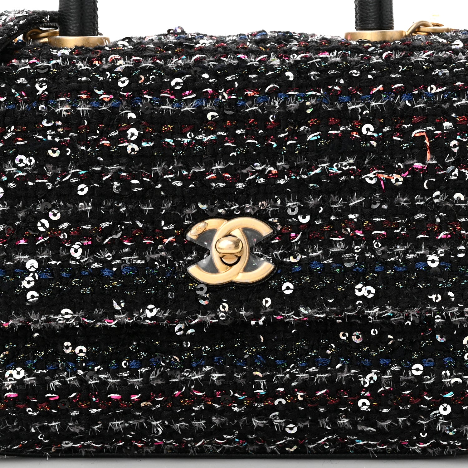 Chanel Tweed Sequin Mini Coco Handle Flap Black 8 of 10