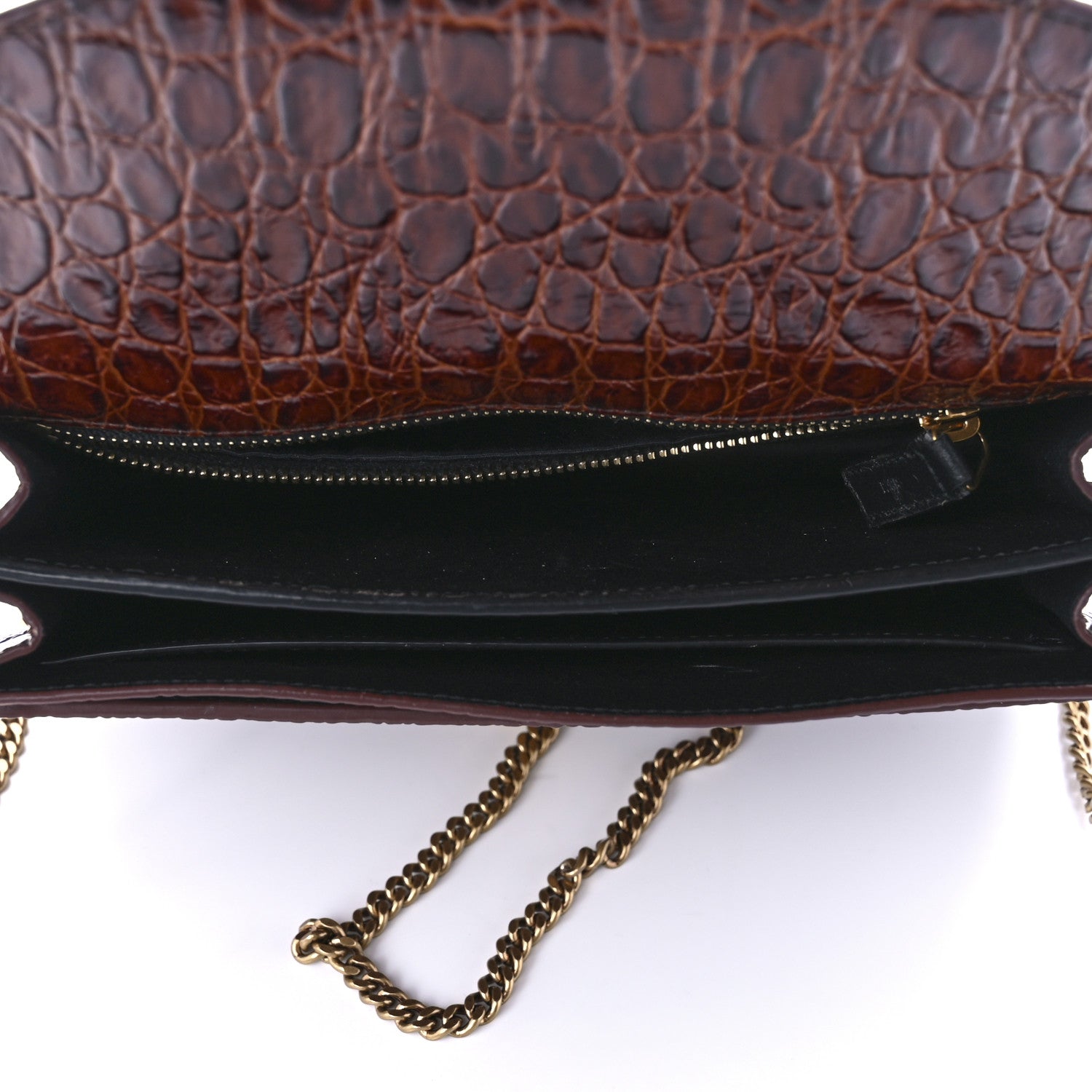 Saint Laurent Patent Turtle Embossed Monogram Cassandra Clasp Bag Rouge Legion 4 of 8