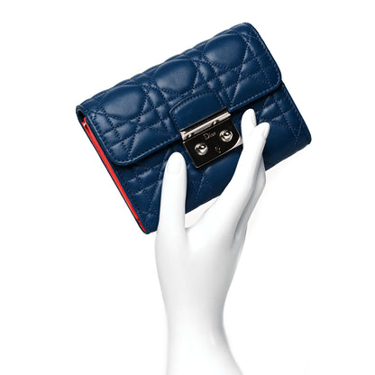 Christian Dior Lambskin Cannage Miss Dior Explorateur Compact Wallet Navy 2 of 8
