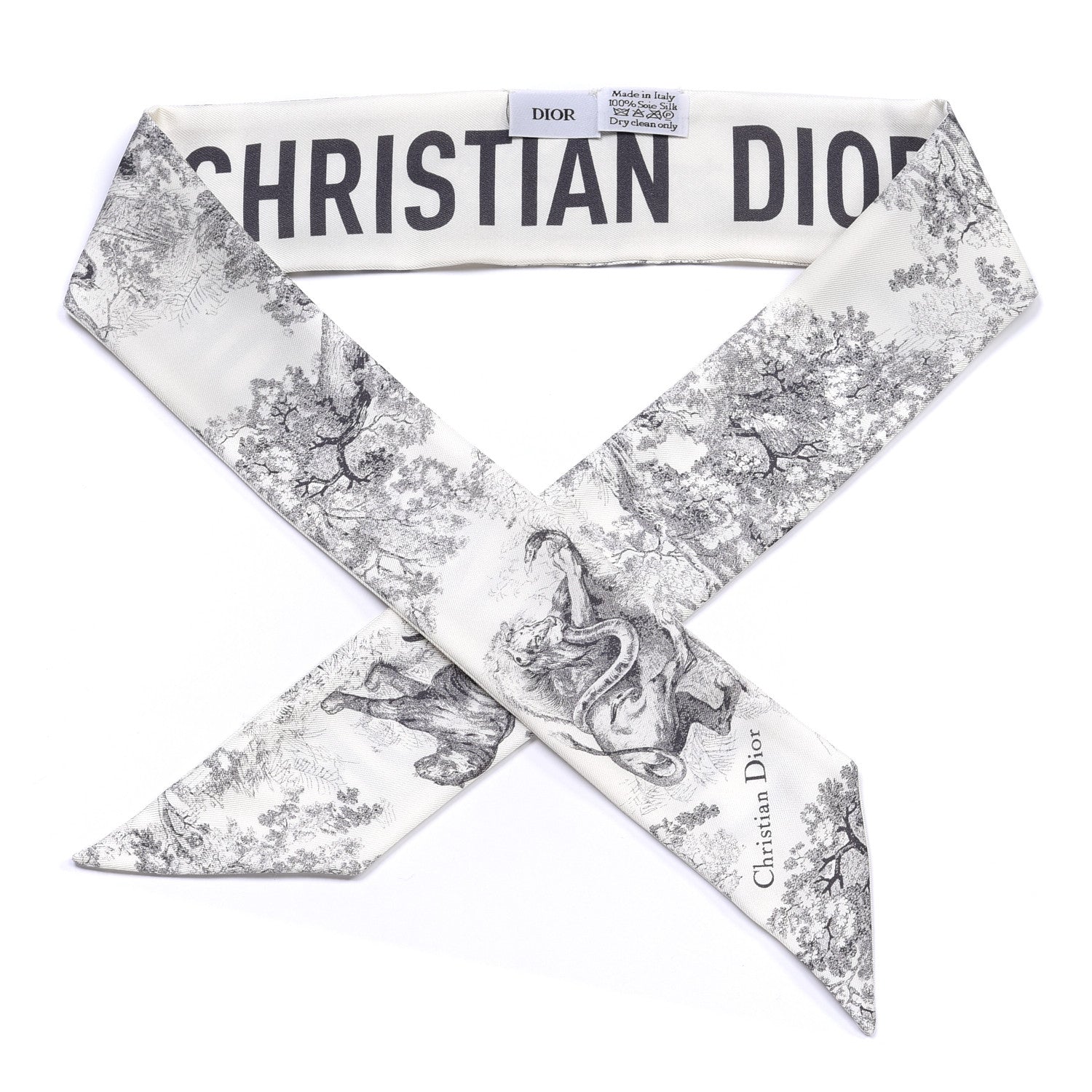 Christian Dior Silk Toile De Jouy Mitzah Scarf White 1 of 3