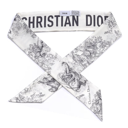 Christian Dior Silk Toile De Jouy Mitzah Scarf White 1 of 3