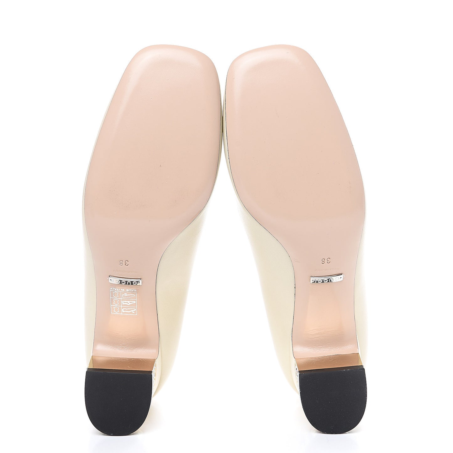 Malaga Kid Crystal Square G Madelyn Mid Heel Loafer Pumps 38 Ivory