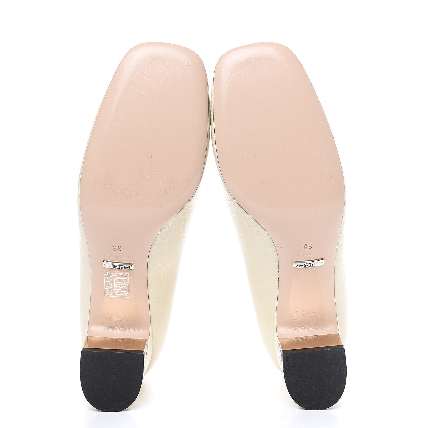 Gucci Malaga Kid Crystal Square G Madelyn Mid Heel Loafer Pumps 38 Ivory 5 of 10