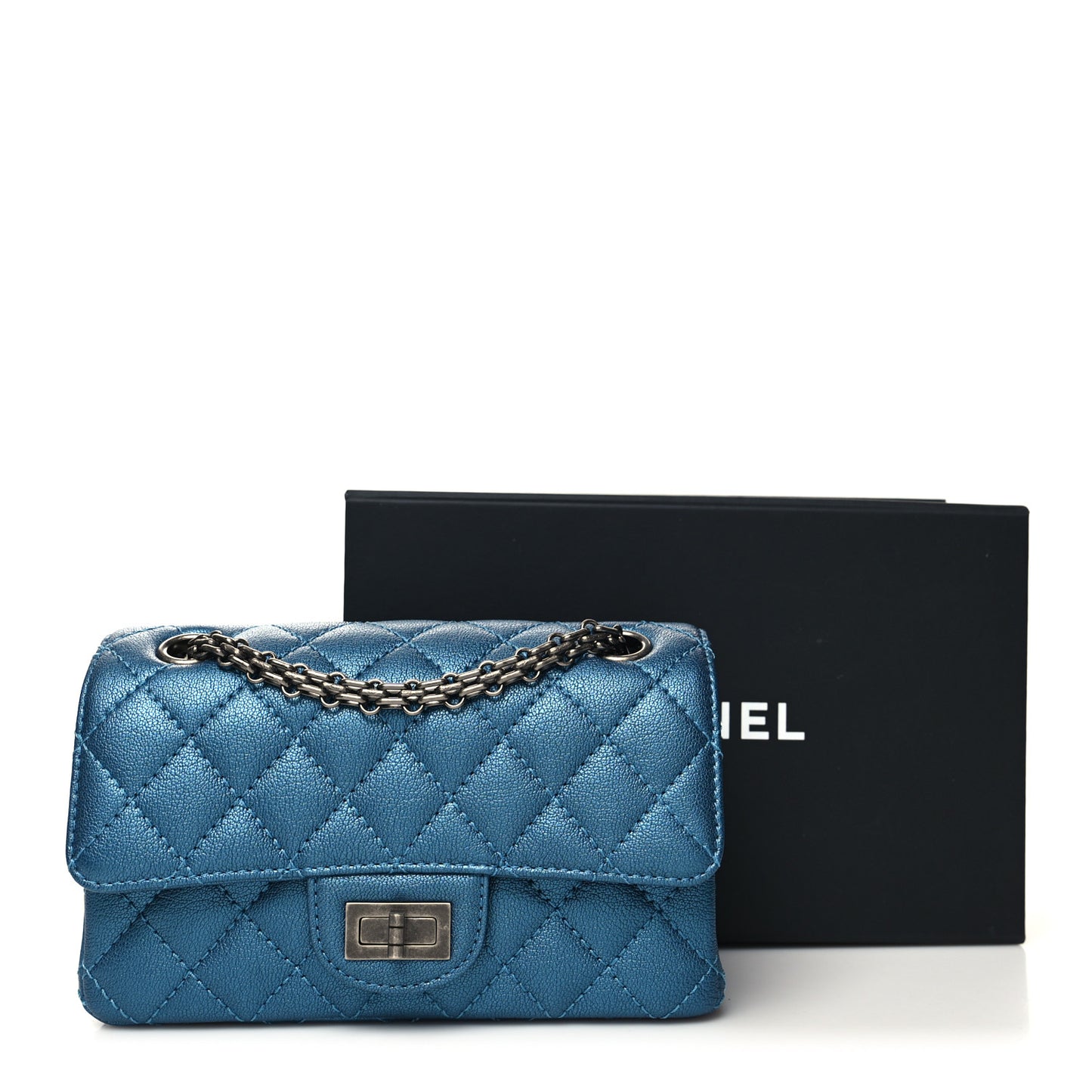 Metallic Sheepskin Quilted 2.55 Reissue Mini Flap Blue