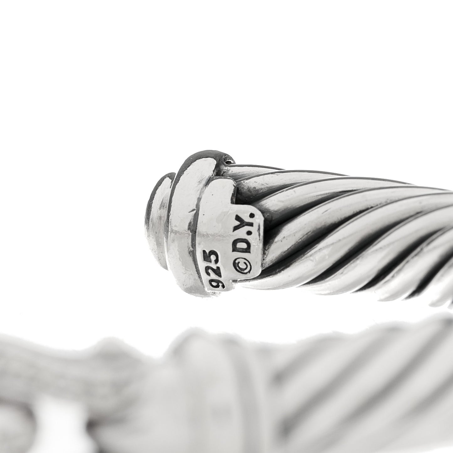 Sterling Silver Diamond 7mm Cable Buckle Cuff Bracelet