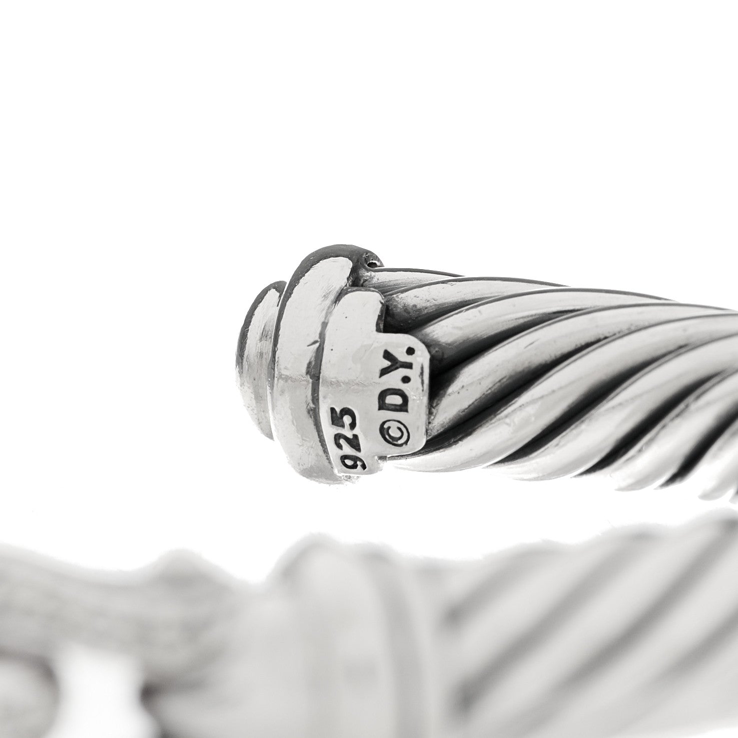 David Yurman Sterling Silver Diamond 7mm Cable Buckle Cuff Bracelet 3 of 4