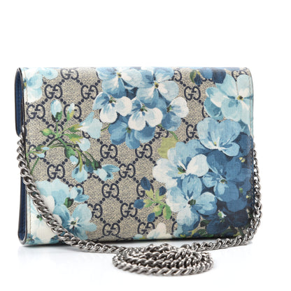 Gucci GG Supreme Monogram Blooms Mini Dionysus Chain Wallet Beige Blue Navy Vintage Blue 3 of 14