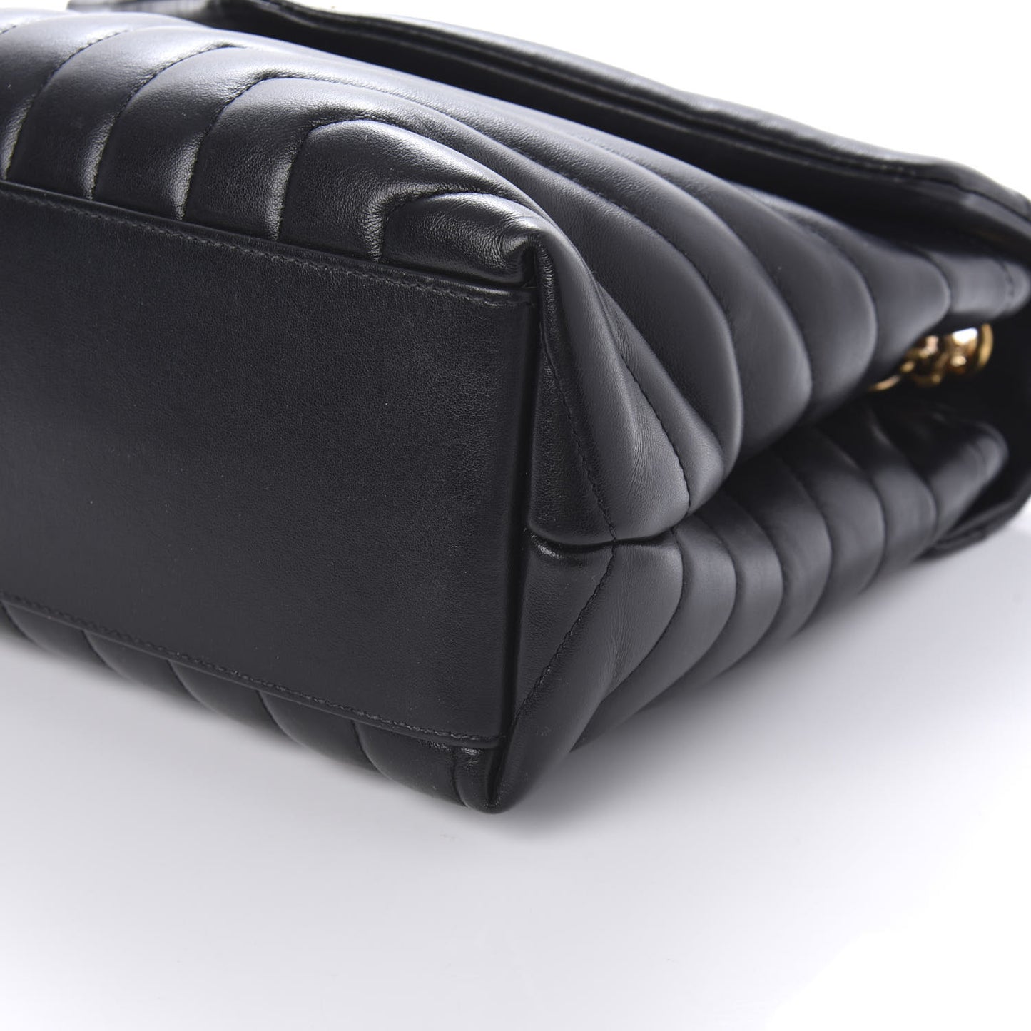 Calfskin Y Quilted Monogram Medium Loulou Chain Satchel Black