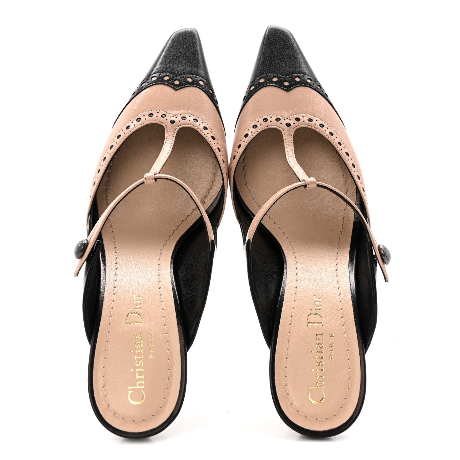 Christian Dior Goatskin Spectadior Mules 36 Black Nude 1802817