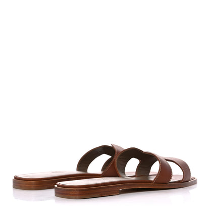 Hermes Box Calfskin Oran Sandals 38 Gold 4 of 14