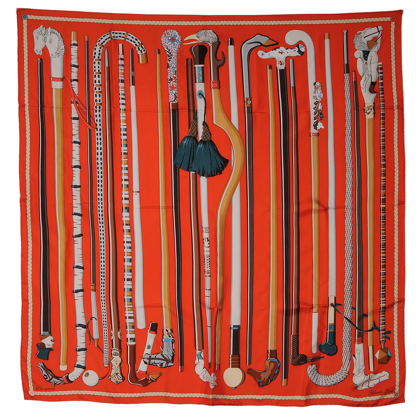 Silk Les Cannes Scarf 90 Orange