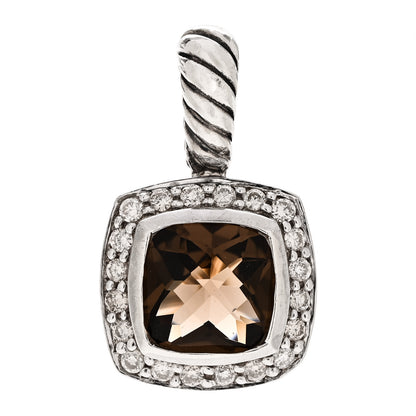 David Yurman Sterling Silver Diamond Smoky Quartz 7mm Petite Albion Pendant 1 of 4