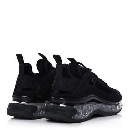 Chanel Suede Calfskin Velvet Grosgrain CC Sneakers 39 Black 4 of 9