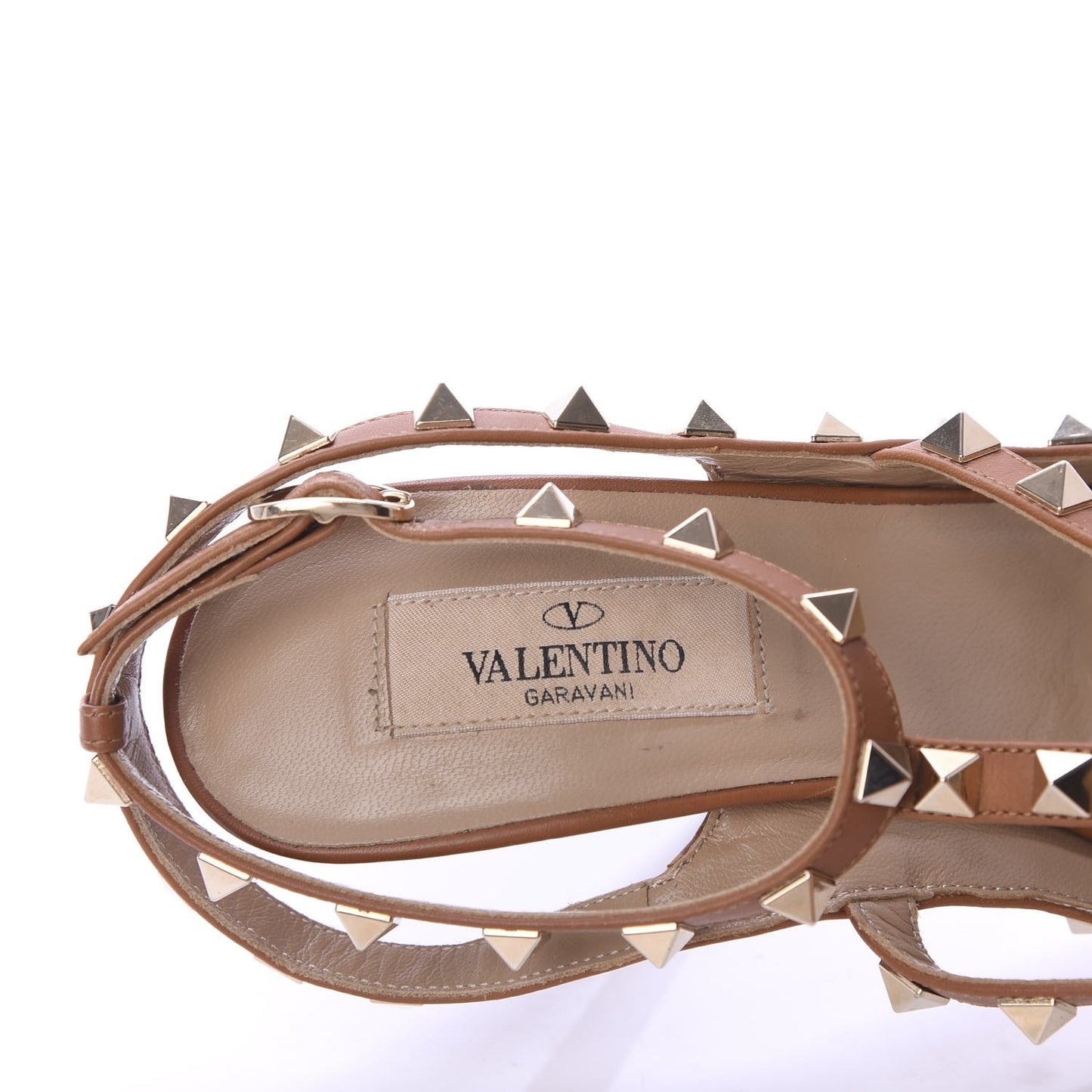 Pebbled Calfskin Rockstud Ankle Strap 100mm Pumps 38 Deep Cuir