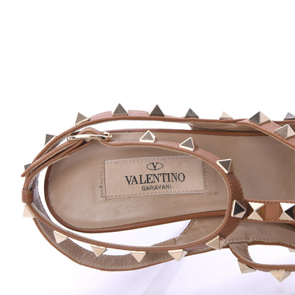 Valentino Garavani Pebbled Calfskin Rockstud Ankle Strap 100mm Pumps 38 Deep Cuir 7 of 7