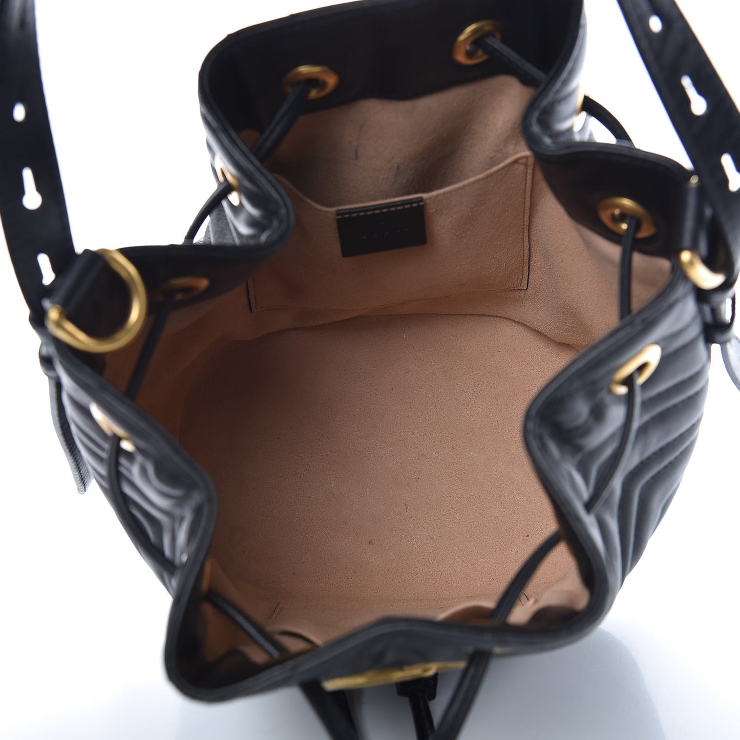 Calfskin Matelasse Sylvie Web GG Marmont Bucket Bag Black
