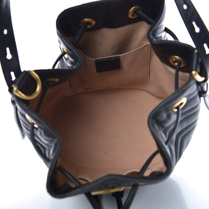 Gucci Calfskin Matelasse Sylvie Web GG Marmont Bucket Bag Black 6 of 14