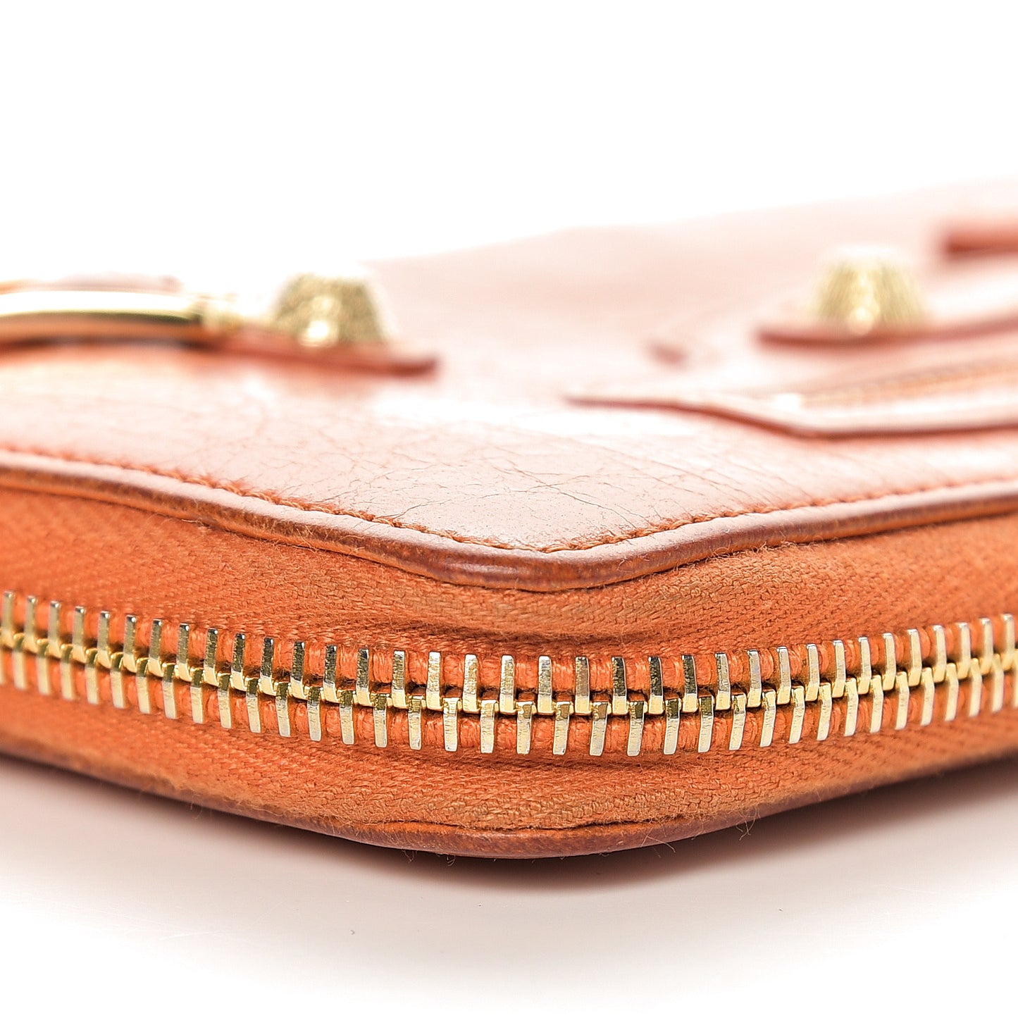 Agneau Classic Hardware Continental Zip Around Wallet Tangerine