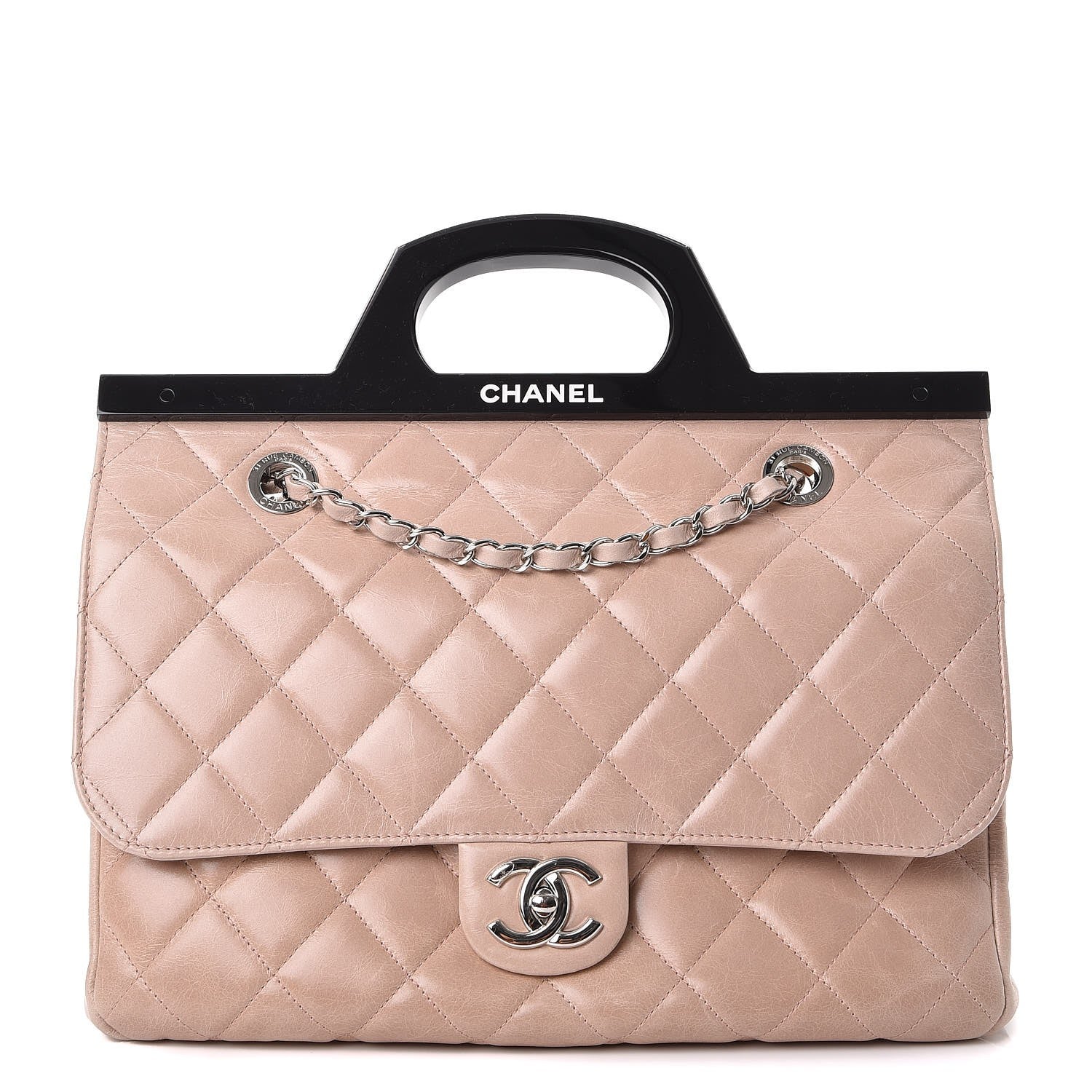 Chanel Glazed Calfskin Quilted Small CC Delivery Tote Light Pink 1 of 14