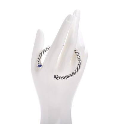 David Yurman Sterling Silver Lapis Lazuli 6mm Cable Classic Cuff Bracelet 2 of 4