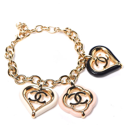 Chanel CC Charm Bracelet Gold Beige Navy 1 of 4