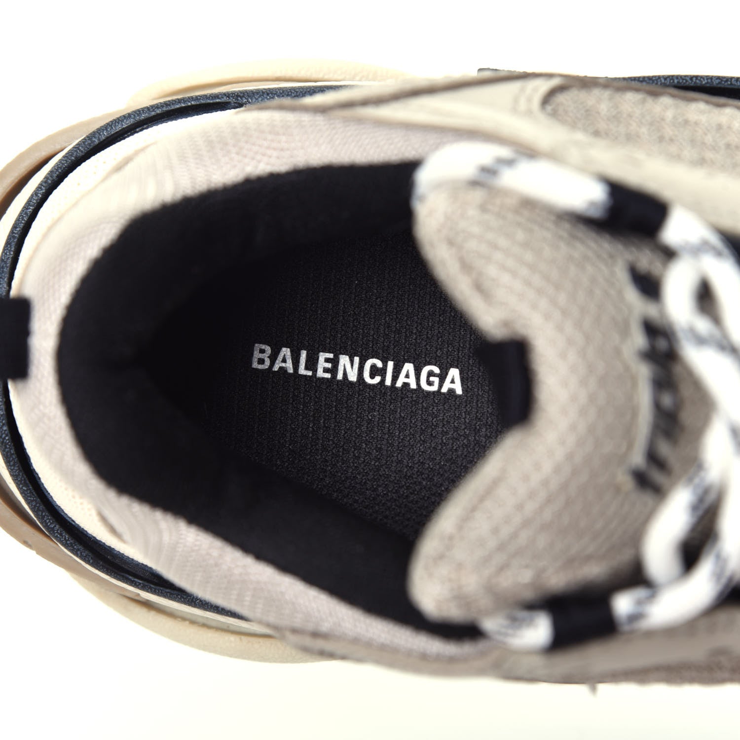 Balenciaga Fabric Mesh Womens Triple S Sneakers 35 Beige Black 6 of 8