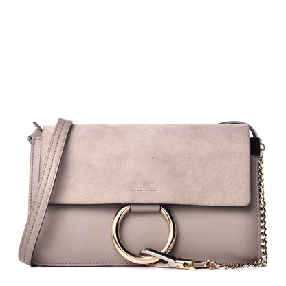 Chloe Suede Calfskin Small Faye Shoulder Bag Motty Grey 1 of 10