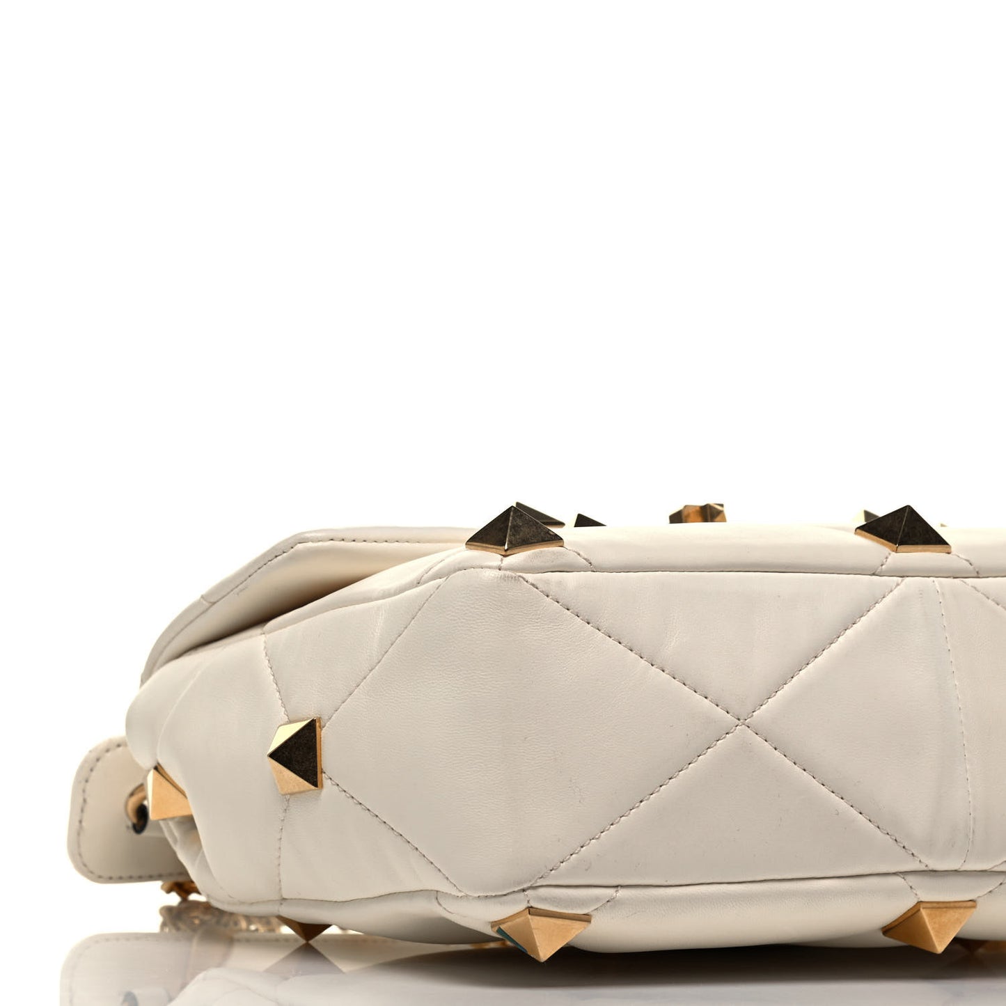 Nappa Large Roman Stud Shoulder Bag Ivory