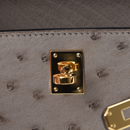 Hermes Ostrich Kelly Pochette Clutch Gris Asphalte 20 of 24