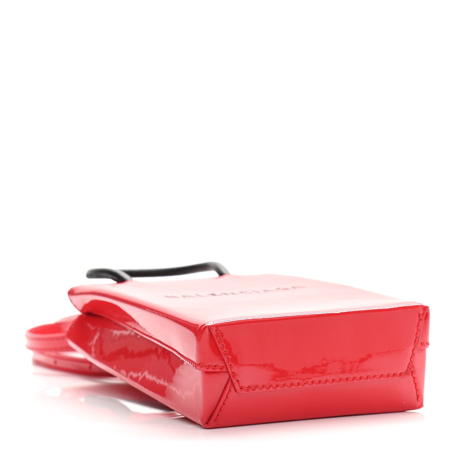 Patent Calfskin Logo Shopping Phone Holder Bag Bright Red