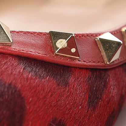 Valentino Garavani Calf Hair Leopard Print Rockstud Ballerina Flats 37 Rosso Valentino 13 of 13