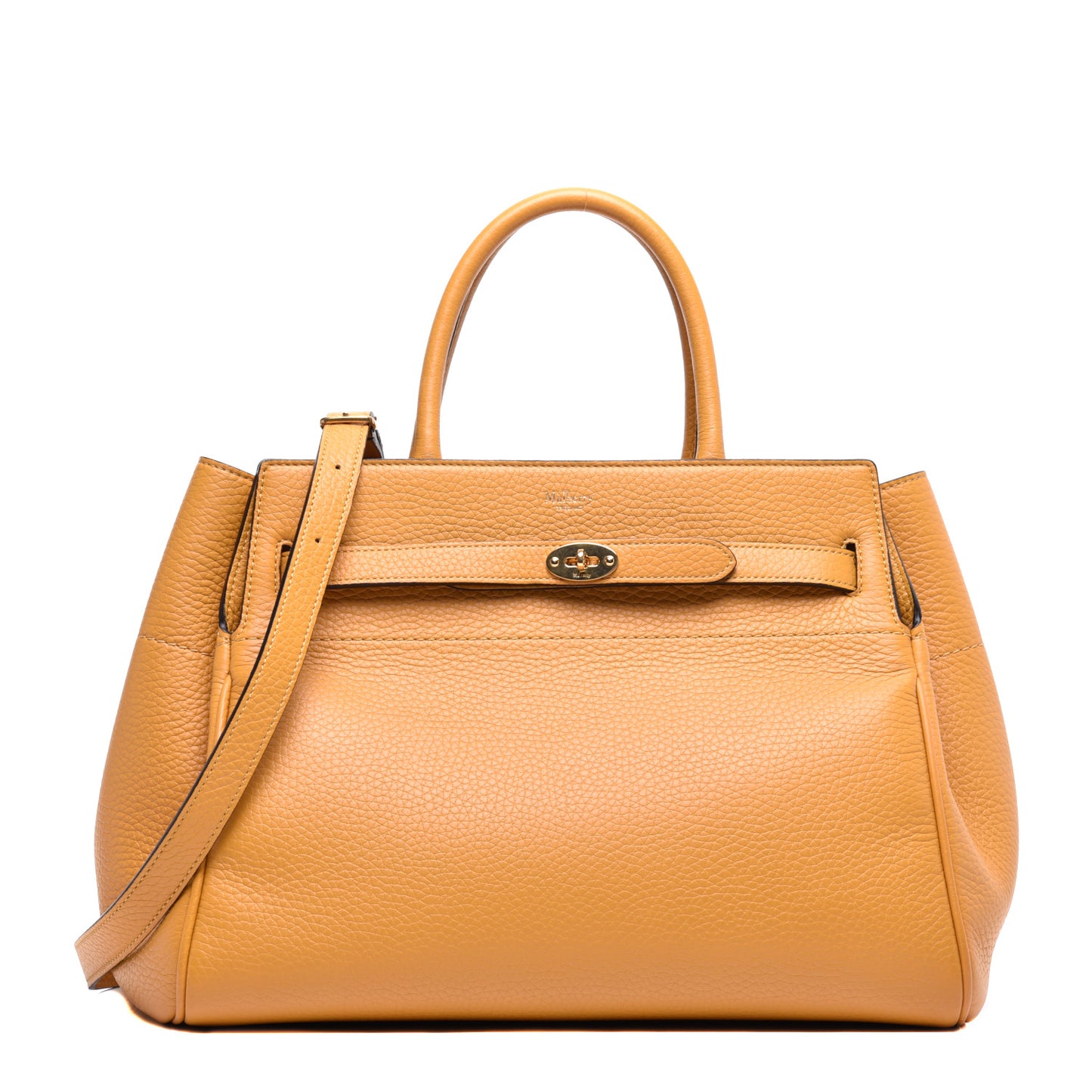Classic Grain Calfskin Belted Bayswater Tote Amber