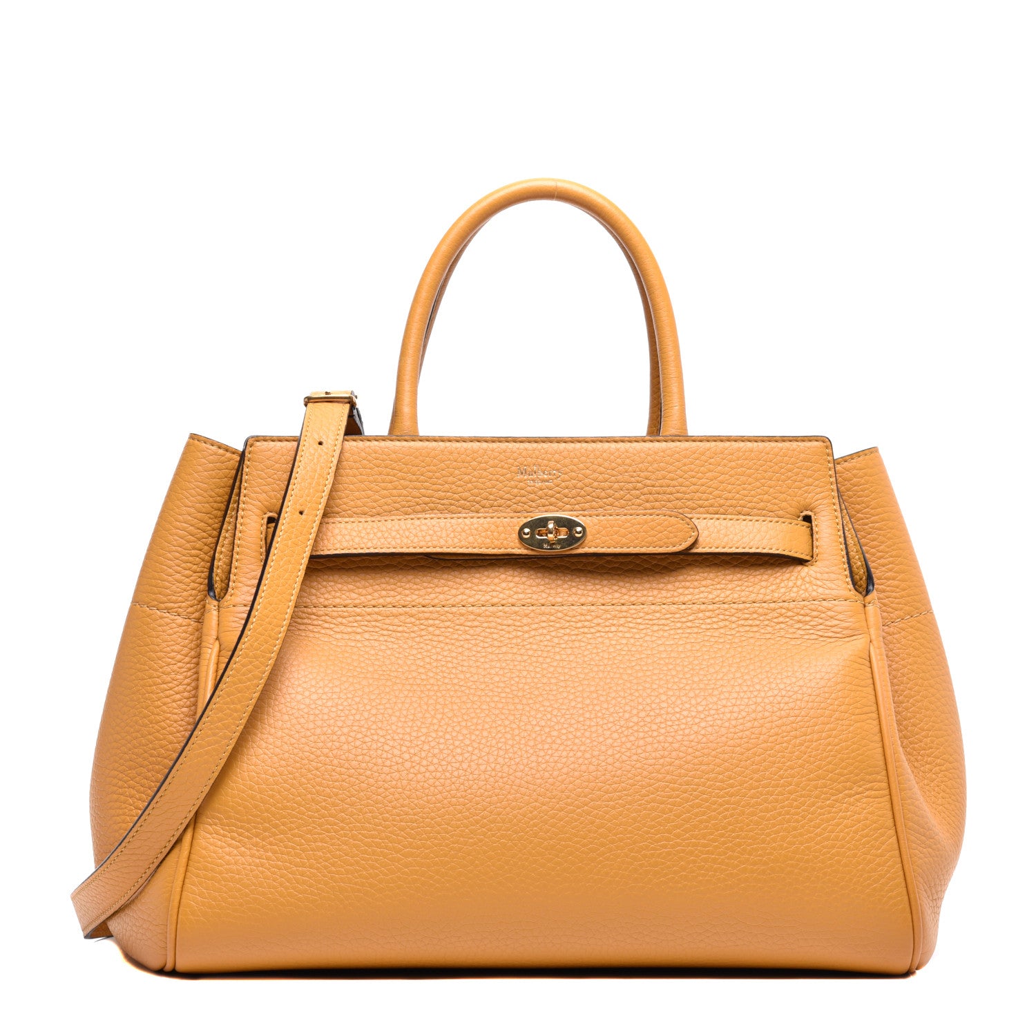 Mulberry Classic Grain Calfskin Belted Bayswater Tote Amber 1 of 9