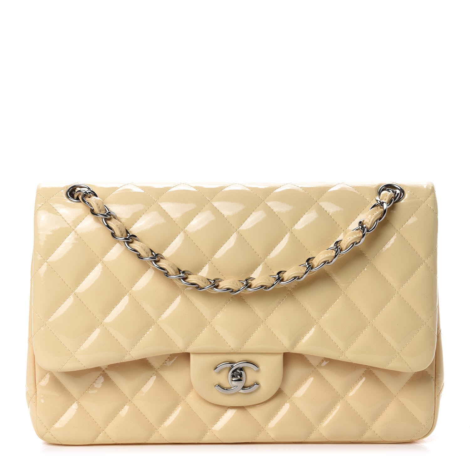 Chanel Patent Quilted Jumbo Double Flap Light Pink 1 of 13