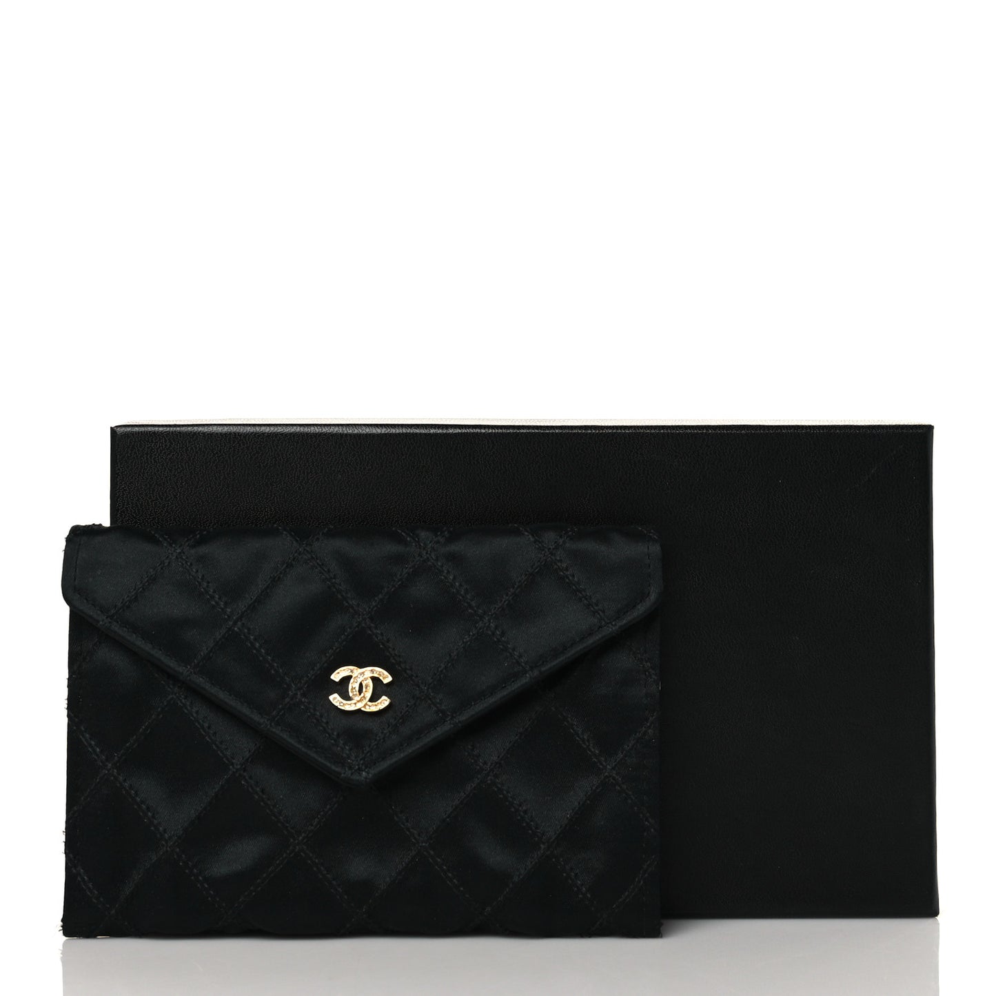Satin Stitched Flap Card Case Black