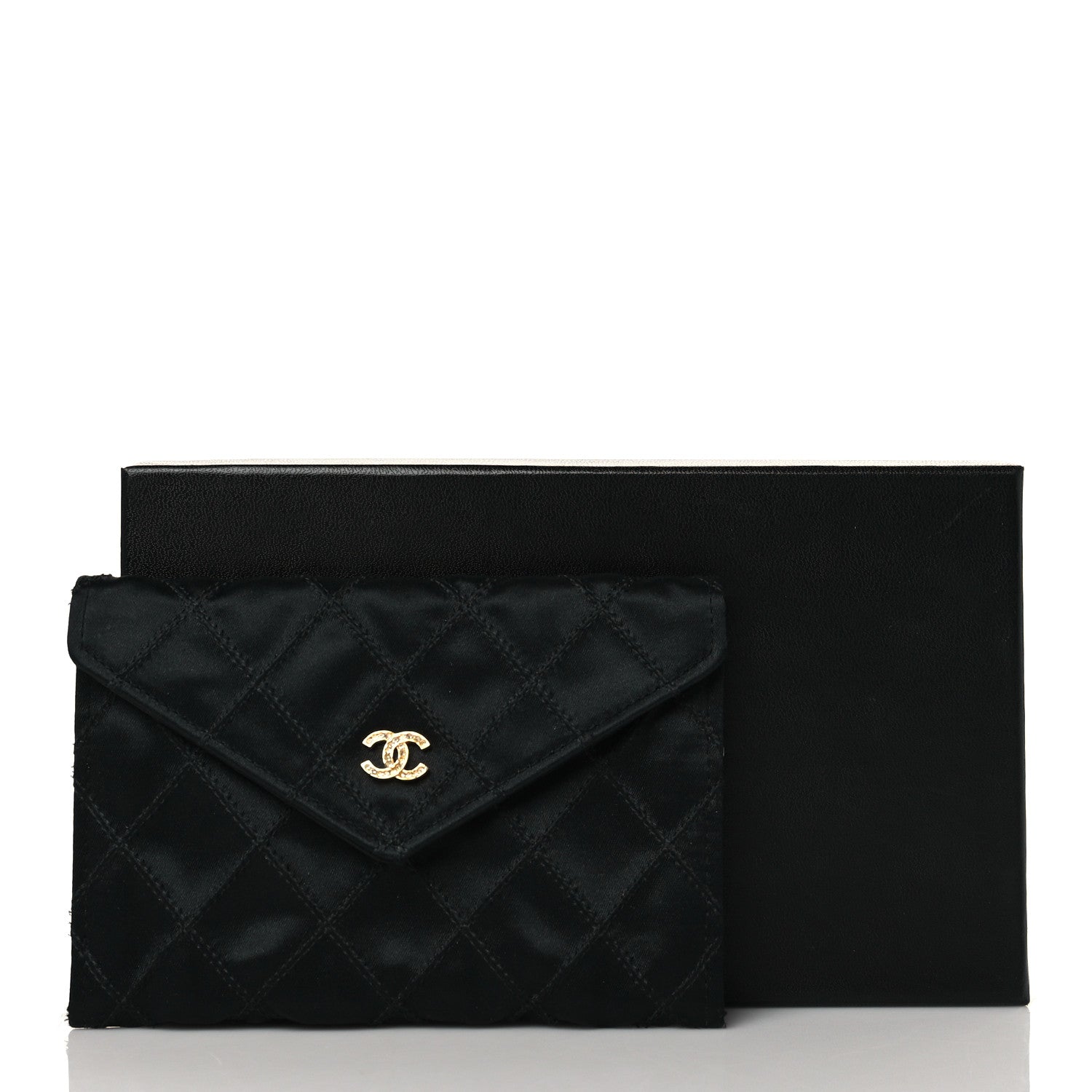 Chanel Satin Stitched Flap Card Case Black 8 of 8