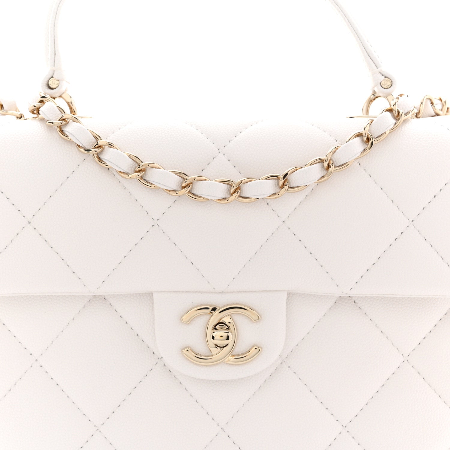 Chanel Caviar Quilted Medium Retro Twist Top Handle Flap White 8 of 11