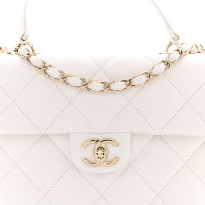 Chanel Caviar Quilted Medium Retro Twist Top Handle Flap White 8 of 11