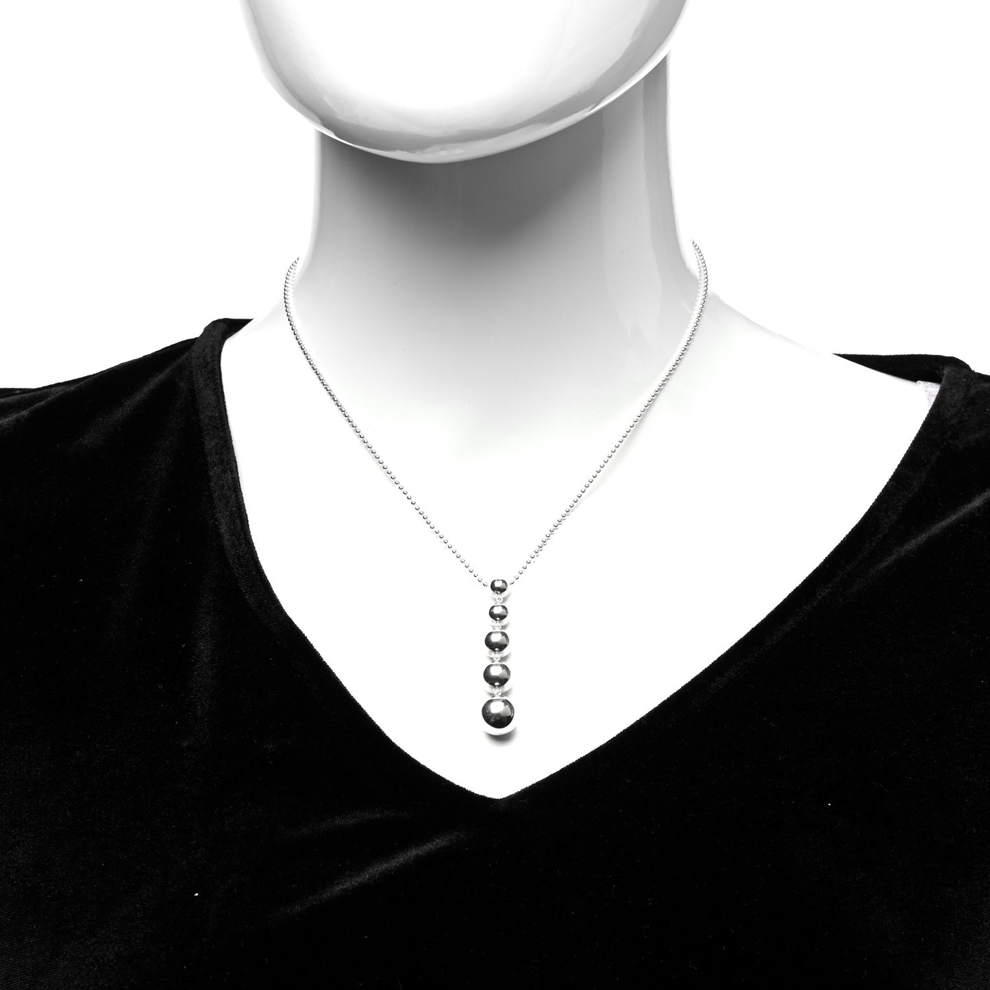 Sterling Silver Graduated Ball Drop Necklace