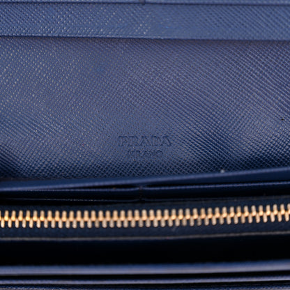 Prada Saffiano Metal Bar Continental Flap Wallet Bluette 7 of 14